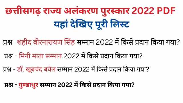CG Rajya Alankaran Puraskar 2022